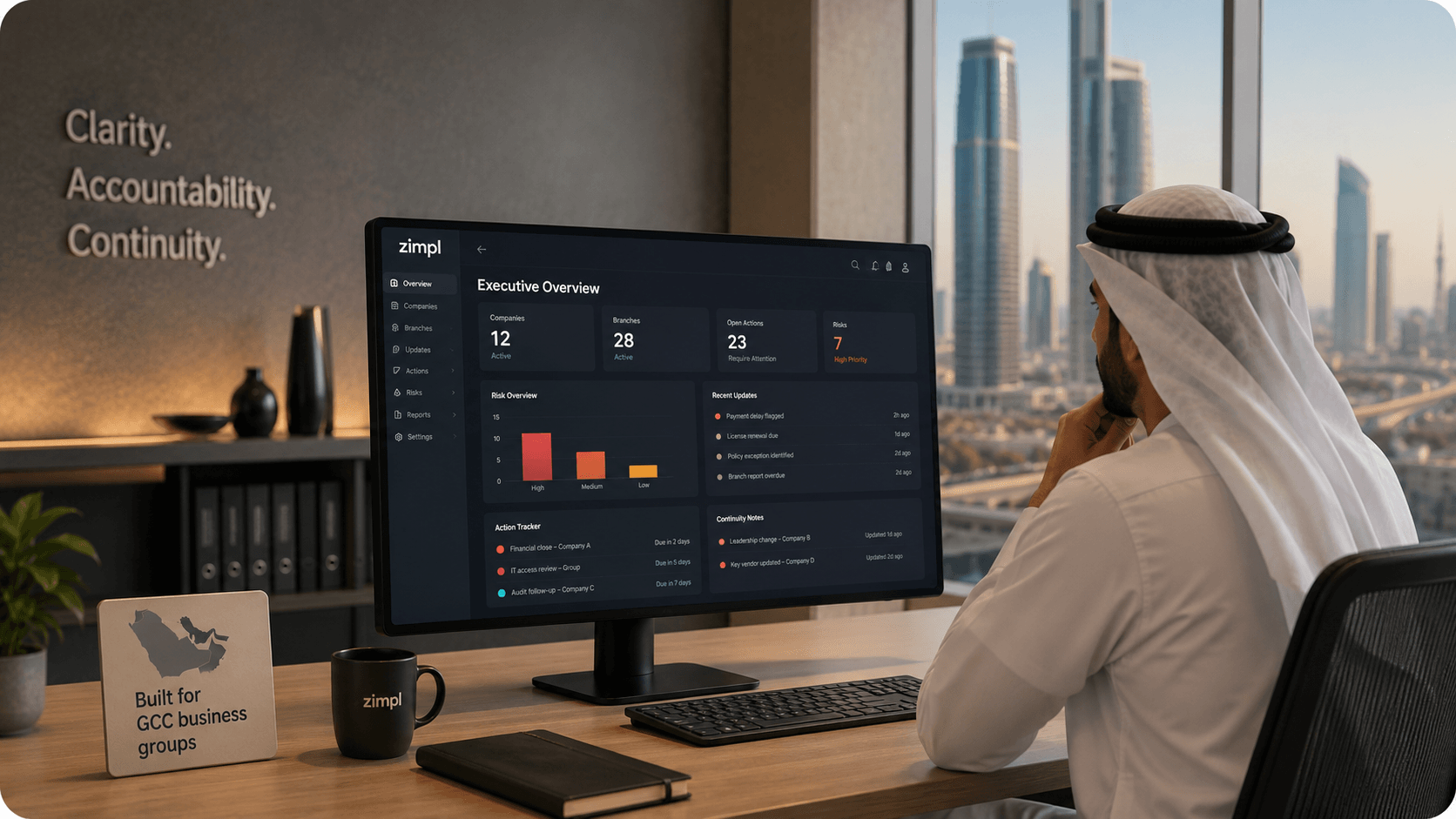 Executives reviewing business performance together